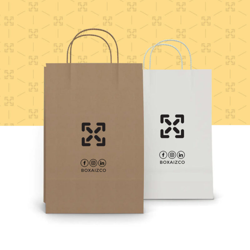 white , brown craft Paper bags